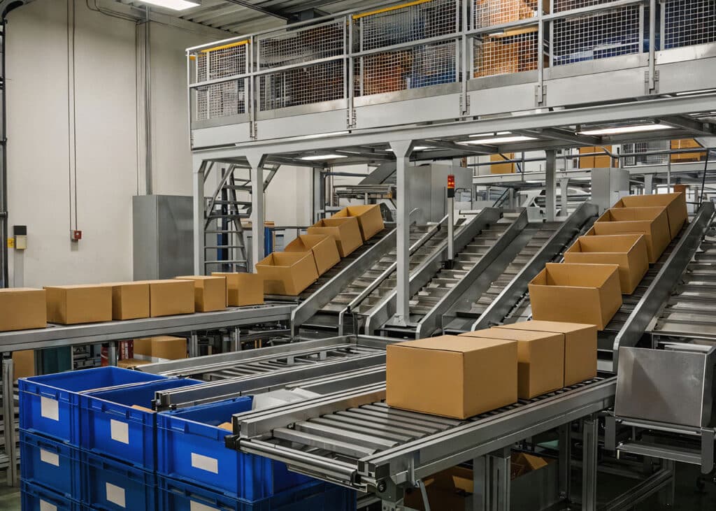 Logistic sorting system at a warehouse